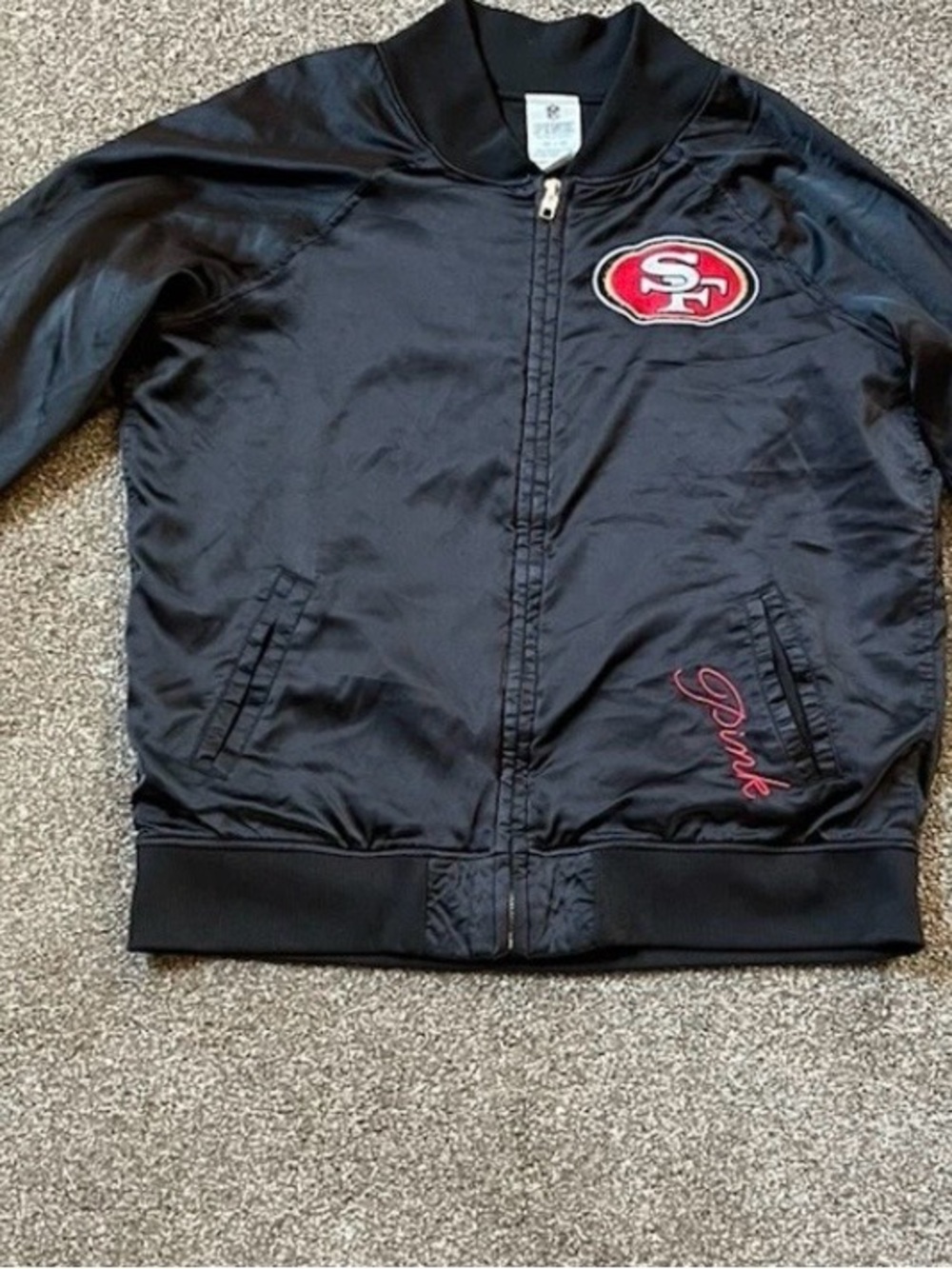 San Francisco 49ers Black Satin Bomber Jacket XS Zip Up. - Picture 8 of 9